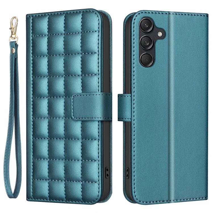 BINFEN COLOR BF34 for Samsung Galaxy A55 5G Leather Case Square Grid Pattern Cover