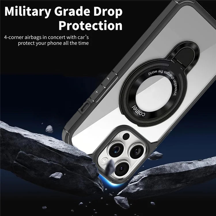 For iPhone 15 Pro Case TPU + Acrylic Phone Back Cover with Kickstand Compatible with MagSafe