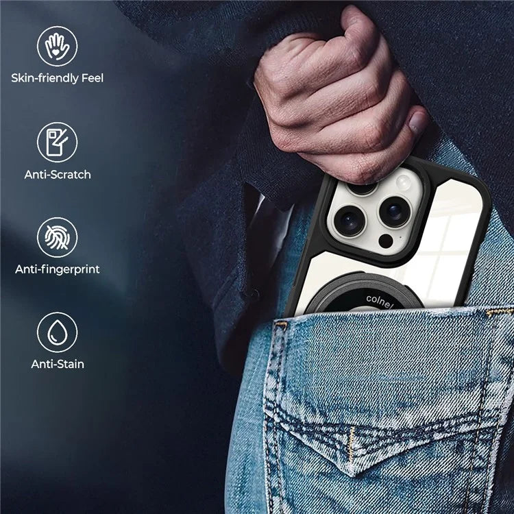 For iPhone 15 Pro Case TPU + Acrylic Phone Back Cover with Kickstand Compatible with MagSafe