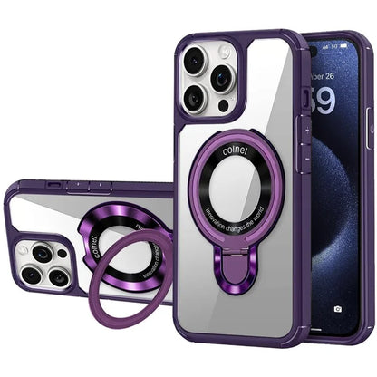 For iPhone 15 Pro Case TPU + Acrylic Phone Back Cover with Kickstand Compatible with MagSafe