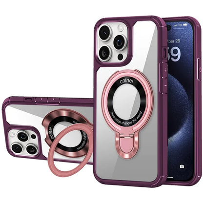For iPhone 15 Pro Case TPU + Acrylic Phone Back Cover with Kickstand Compatible with MagSafe