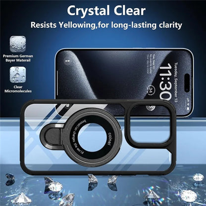 For iPhone 15 Pro Case TPU + Acrylic Phone Back Cover with Kickstand Compatible with MagSafe