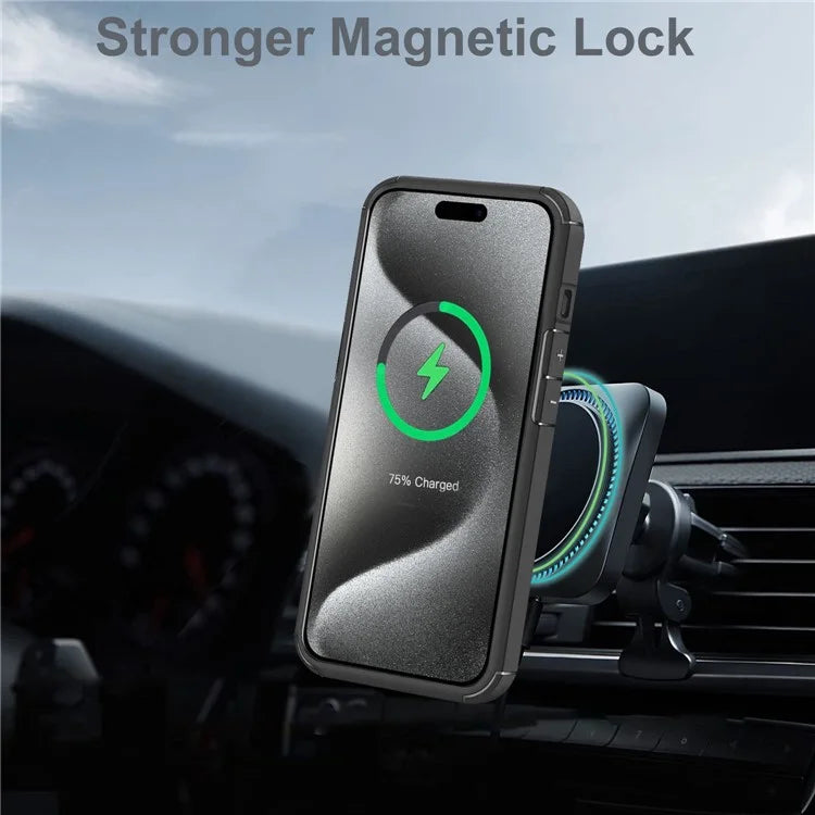 For iPhone 15 Pro Case TPU + Acrylic Phone Back Cover with Kickstand Compatible with MagSafe