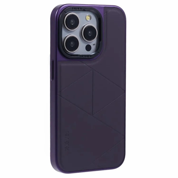 X-LEVEL For iPhone 15 Pro Case Geometric Line Leather+PC+TPU Phone Cover