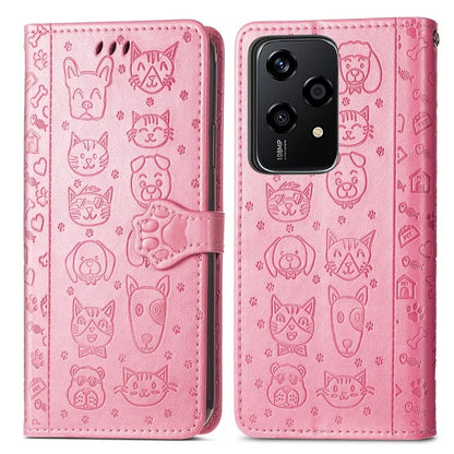 For Honor 200 Lite Case Cute Cat Dog Pattern PU Leather Phone Cover