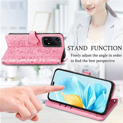 For Honor 200 Lite Case Cute Cat Dog Pattern PU Leather Phone Cover