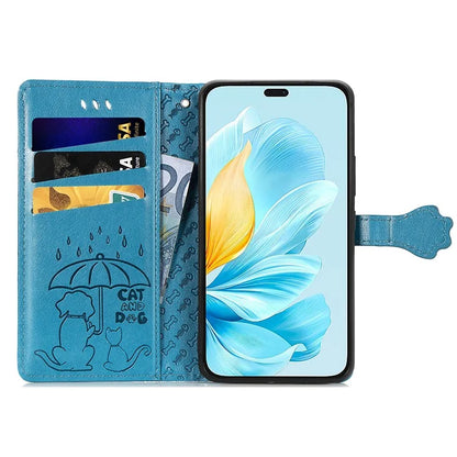 For Honor 200 Lite Case Cute Cat Dog Pattern PU Leather Phone Cover