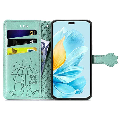 For Honor 200 Lite Case Cute Cat Dog Pattern PU Leather Phone Cover