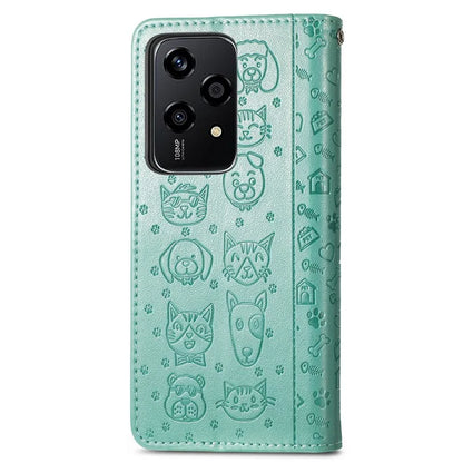 For Honor 200 Lite Case Cute Cat Dog Pattern PU Leather Phone Cover