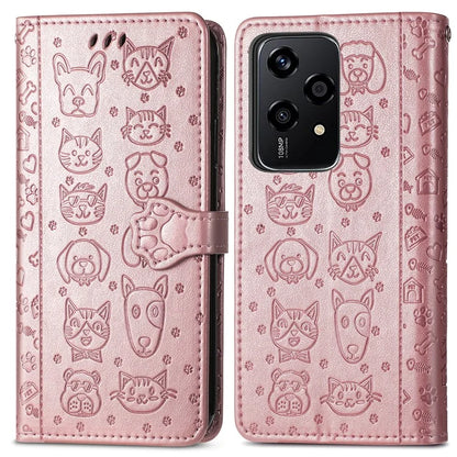 For Honor 200 Lite Case Cute Cat Dog Pattern PU Leather Phone Cover