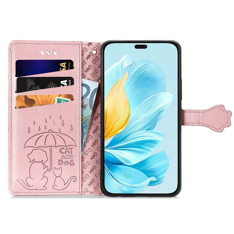 For Honor 200 Lite Case Cute Cat Dog Pattern PU Leather Phone Cover