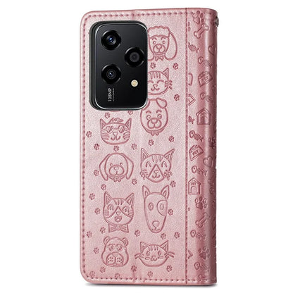 For Honor 200 Lite Case Cute Cat Dog Pattern PU Leather Phone Cover