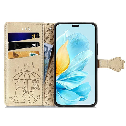 For Honor 200 Lite Case Cute Cat Dog Pattern PU Leather Phone Cover