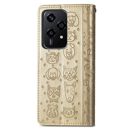 For Honor 200 Lite Case Cute Cat Dog Pattern PU Leather Phone Cover