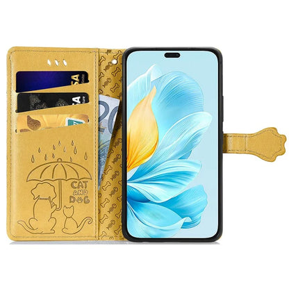 For Honor 200 Lite Case Cute Cat Dog Pattern PU Leather Phone Cover