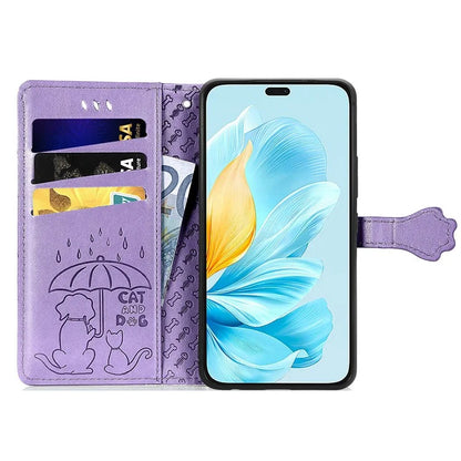 For Honor 200 Lite Case Cute Cat Dog Pattern PU Leather Phone Cover