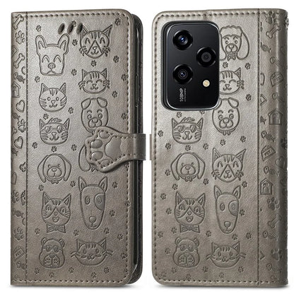 For Honor 200 Lite Case Cute Cat Dog Pattern PU Leather Phone Cover