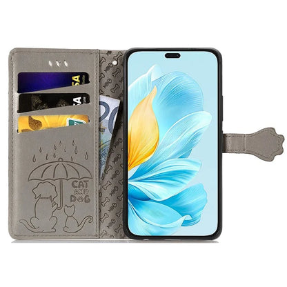 For Honor 200 Lite Case Cute Cat Dog Pattern PU Leather Phone Cover