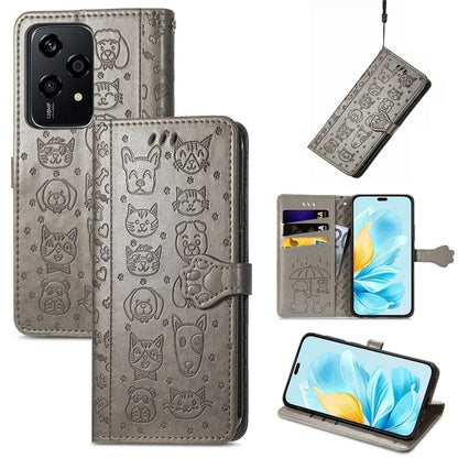For Honor 200 Lite Case Cute Cat Dog Pattern PU Leather Phone Cover
