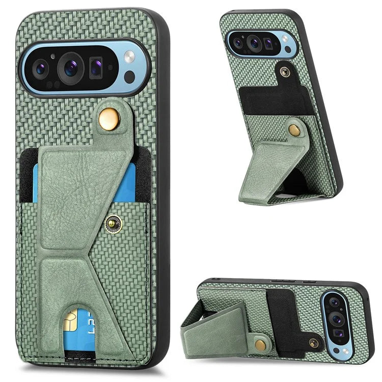 For Google Pixel 9 / Pixel 9 Pro Case K-Shaped Kickstand Leather+PC+TPU Phone Cover