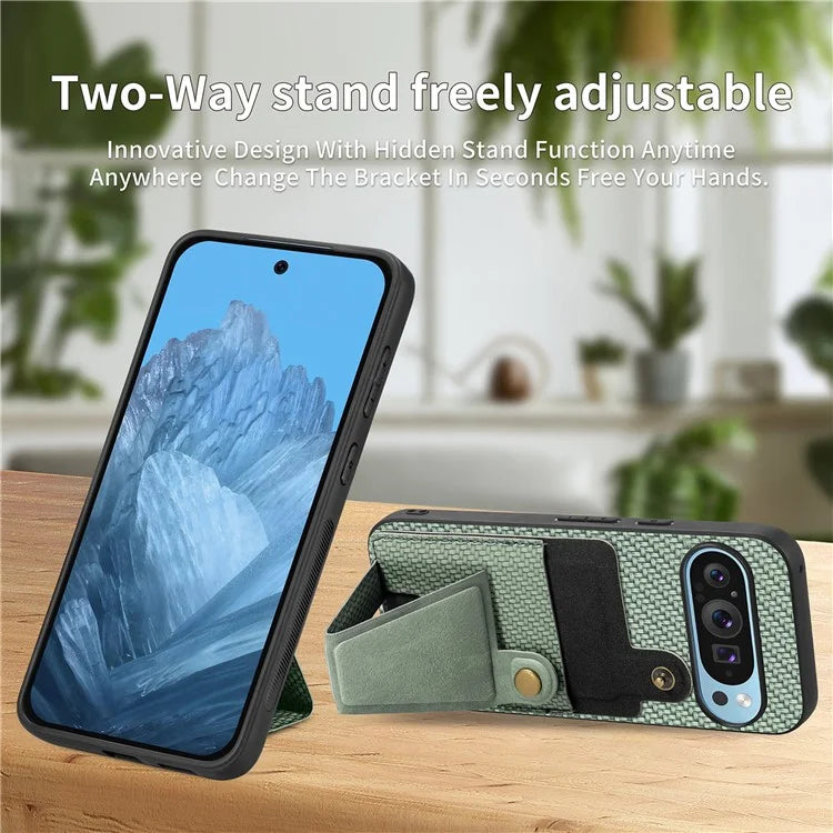 For Google Pixel 9 / Pixel 9 Pro Case K-Shaped Kickstand Leather+PC+TPU Phone Cover
