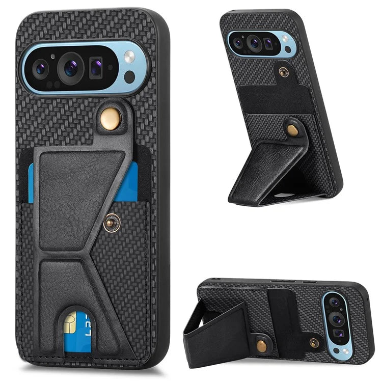 For Google Pixel 9 / Pixel 9 Pro Case K-Shaped Kickstand Leather+PC+TPU Phone Cover
