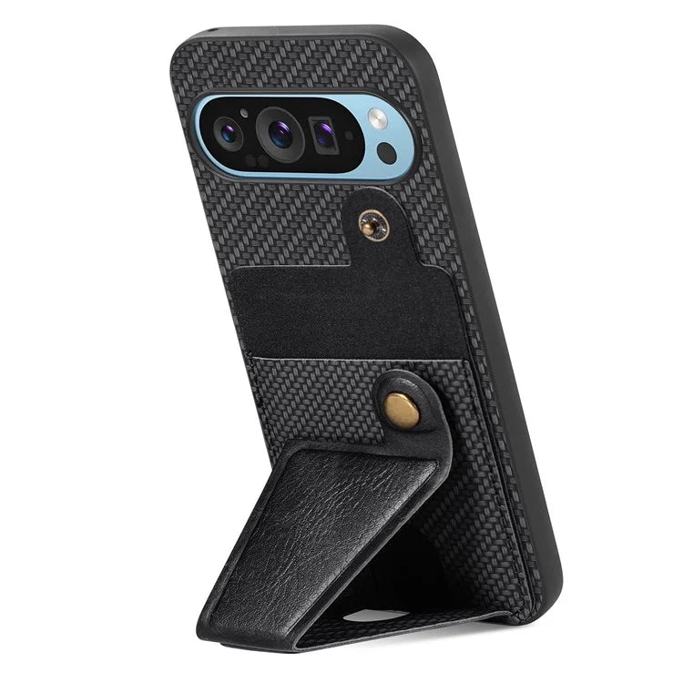 For Google Pixel 9 / Pixel 9 Pro Case K-Shaped Kickstand Leather+PC+TPU Phone Cover