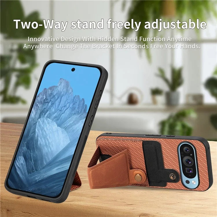 For Google Pixel 9 / Pixel 9 Pro Case K-Shaped Kickstand Leather+PC+TPU Phone Cover