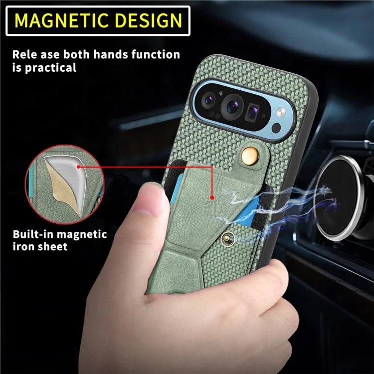 For Google Pixel 9 / Pixel 9 Pro Case K-Shaped Kickstand Leather+PC+TPU Phone Cover