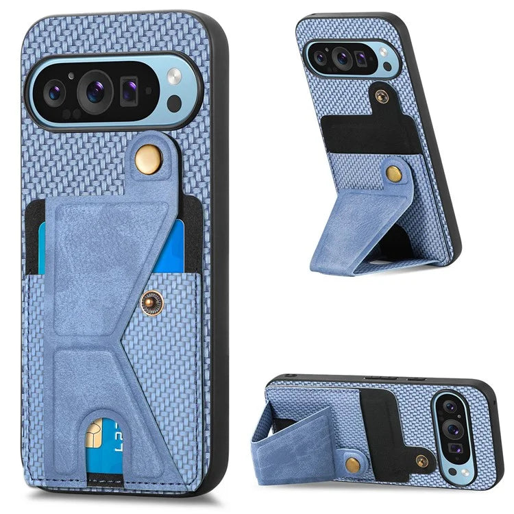 For Google Pixel 9 / Pixel 9 Pro Case K-Shaped Kickstand Leather+PC+TPU Phone Cover