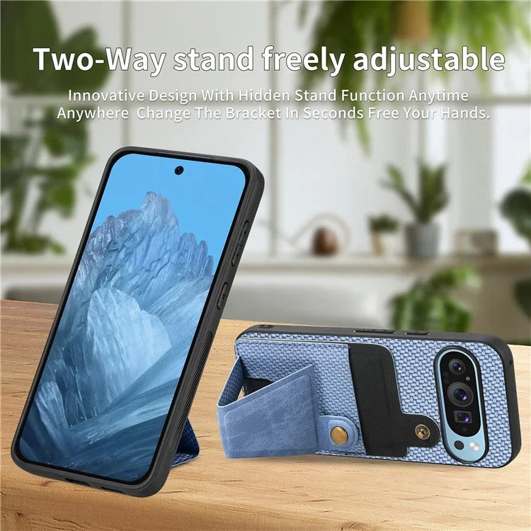 For Google Pixel 9 / Pixel 9 Pro Case K-Shaped Kickstand Leather+PC+TPU Phone Cover