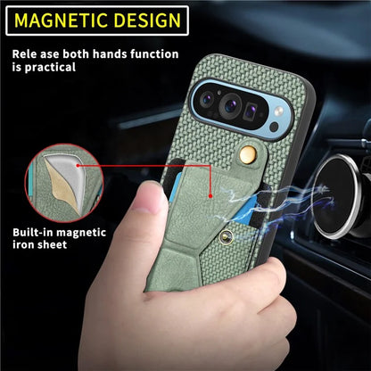 For Google Pixel 9 / Pixel 9 Pro Case K-Shaped Kickstand Leather+PC+TPU Phone Cover