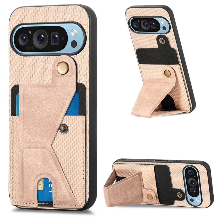 For Google Pixel 9 / Pixel 9 Pro Case K-Shaped Kickstand Leather+PC+TPU Phone Cover