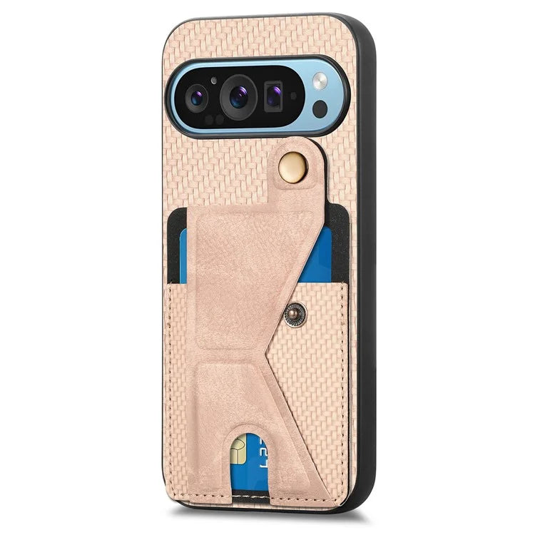 For Google Pixel 9 / Pixel 9 Pro Case K-Shaped Kickstand Leather+PC+TPU Phone Cover