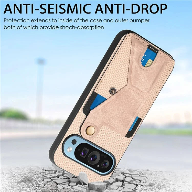 For Google Pixel 9 / Pixel 9 Pro Case K-Shaped Kickstand Leather+PC+TPU Phone Cover