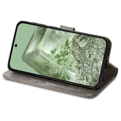 For Google Pixel 8a Leather Case Four-Leaf Clover Phone Wallet Cover