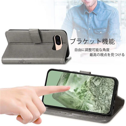 For Google Pixel 8a Leather Case Four-Leaf Clover Phone Wallet Cover