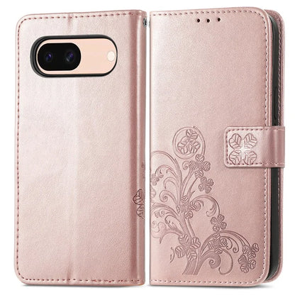 For Google Pixel 8a Leather Case Four-Leaf Clover Phone Wallet Cover