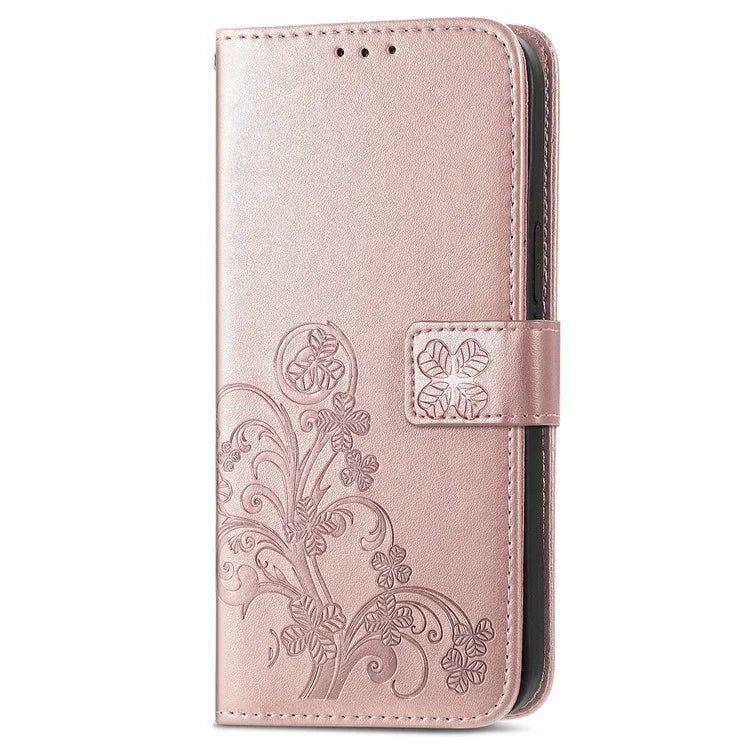 For Google Pixel 8a Leather Case Four-Leaf Clover Phone Wallet Cover