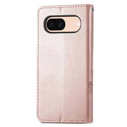 For Google Pixel 8a Leather Case Four-Leaf Clover Phone Wallet Cover