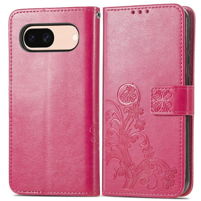 For Google Pixel 8a Leather Case Four-Leaf Clover Phone Wallet Cover