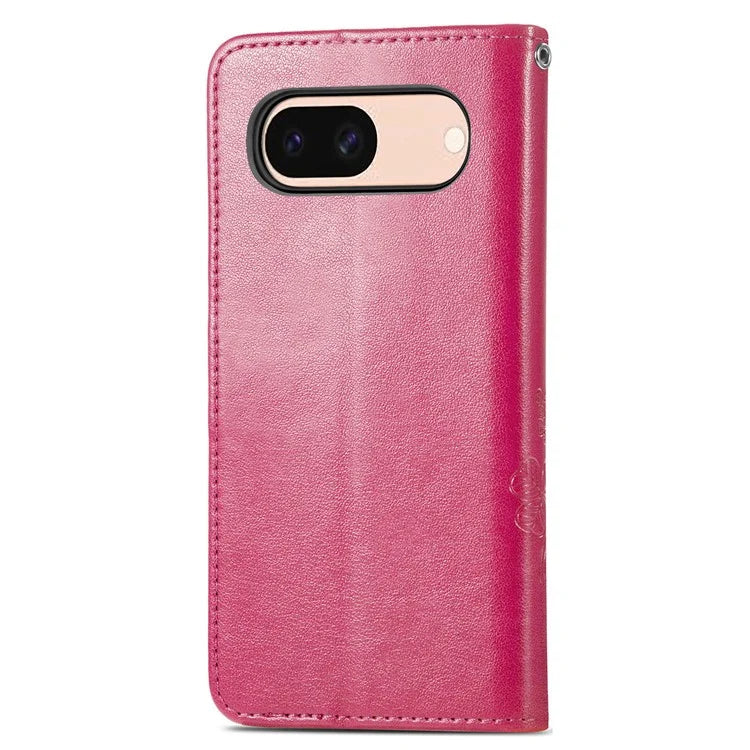 For Google Pixel 8a Leather Case Four-Leaf Clover Phone Wallet Cover