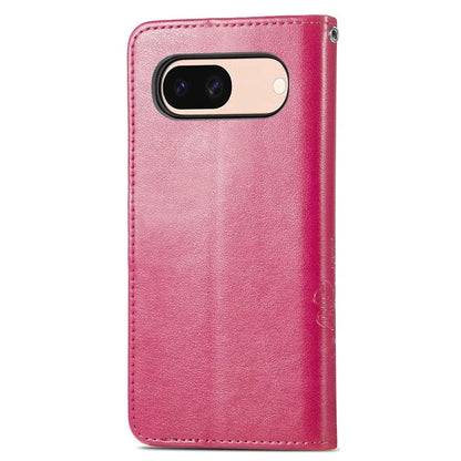 For Google Pixel 8a Leather Case Four-Leaf Clover Phone Wallet Cover
