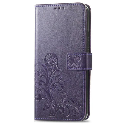 For Google Pixel 8a Leather Case Four-Leaf Clover Phone Wallet Cover