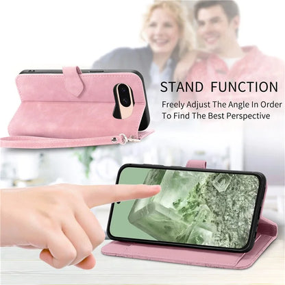 For Google Pixel 8a Case PU Leather Zipper Wallet Phone Cover Flower Pattern