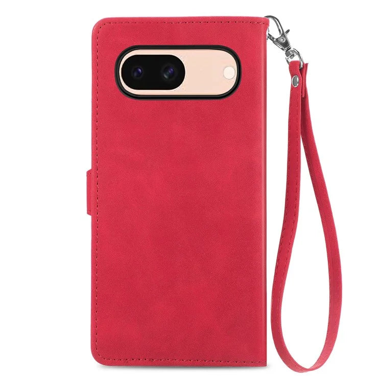 For Google Pixel 8a Case PU Leather Zipper Wallet Phone Cover Flower Pattern