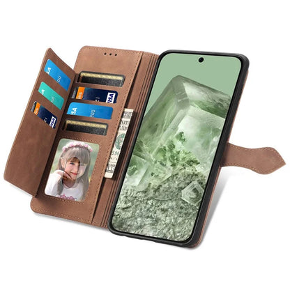 For Google Pixel 8a Case PU Leather Zipper Wallet Phone Cover Flower Pattern