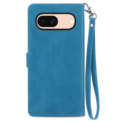 For Google Pixel 8a Case PU Leather Zipper Wallet Phone Cover Flower Pattern