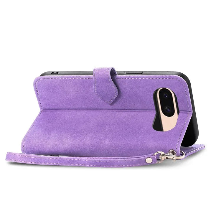 For Google Pixel 8a Case PU Leather Zipper Wallet Phone Cover Flower Pattern