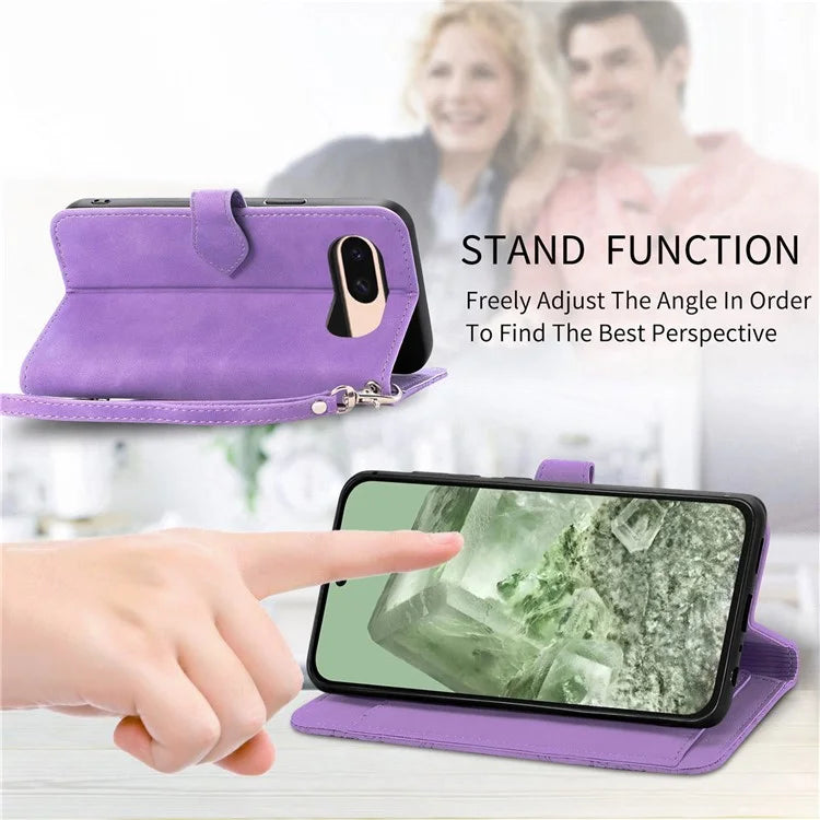 For Google Pixel 8a Case PU Leather Zipper Wallet Phone Cover Flower Pattern